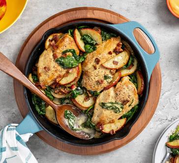 Skillet Chicken with Apples and Spinach image