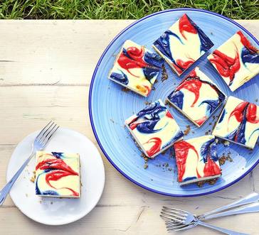 Red, White and Blue Swirled Cheesecake Bars image