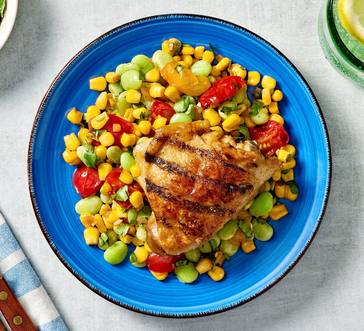 Grilled Chicken Thighs with Corn Succotash image