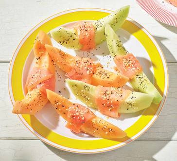 Smoked Salmon–Wrapped Melon Wedges image