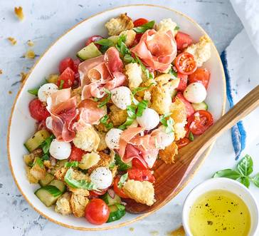 Watermelon and Mozzarella Panzanella with Prosciutto image