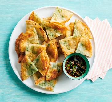 Two-Ingredient Scallion Pancakes with Dipping Sauce image