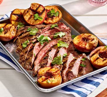 Grilled Flank Steak with Tajín Peaches image