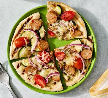 Grilled Chicken Sausage Pita Pizzas image