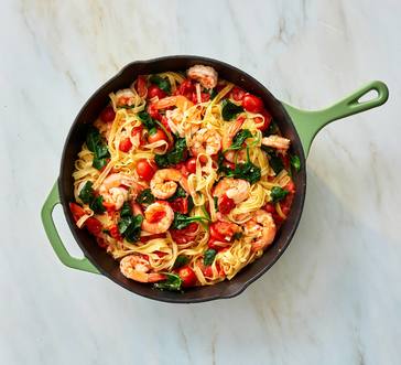 Shrimp Scampi with Tomatoes and Spinach image