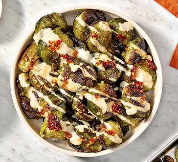 Smashed Brussels Sprouts with Tahini Butter image