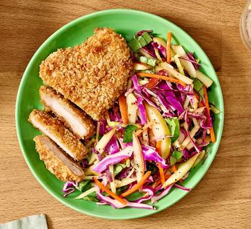 Air Fryer Pork Schnitzel with Cabbage-Apple Slaw image