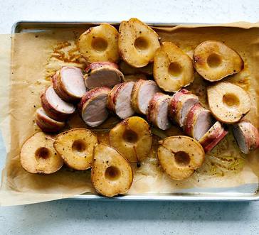 Sheet Pan Bacon-Wrapped Pork Tenderloin and Pears image