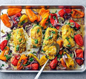 Baked Curry-Spiced White Fish with Peppers image