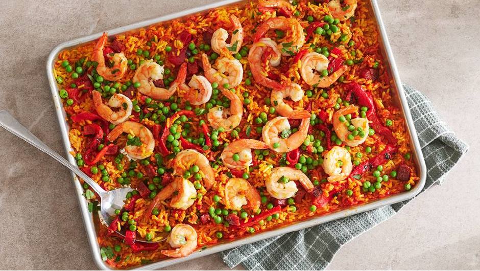 Sheet Pan Seafood and Chorizo Paella Giant Food