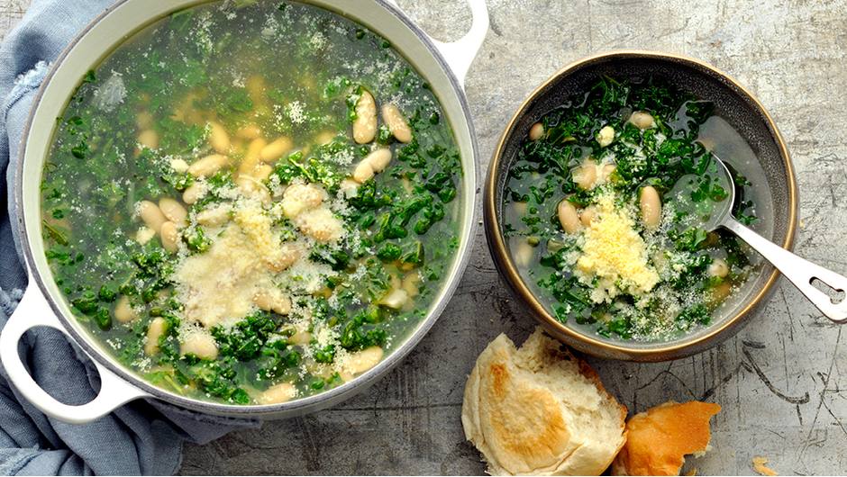 White Bean Soup with Greens and Parmesan-image