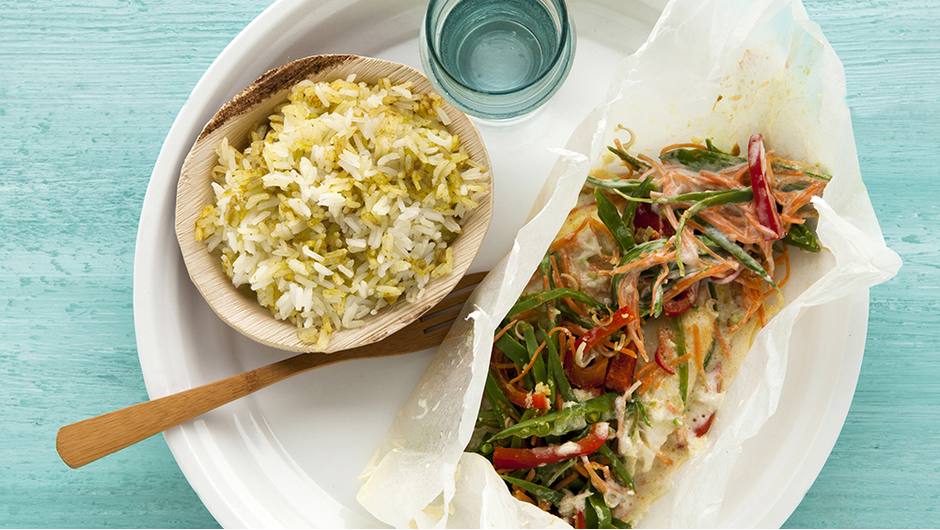 Tilapia Baked in Parchment with Coconut Rice Stop and Shop