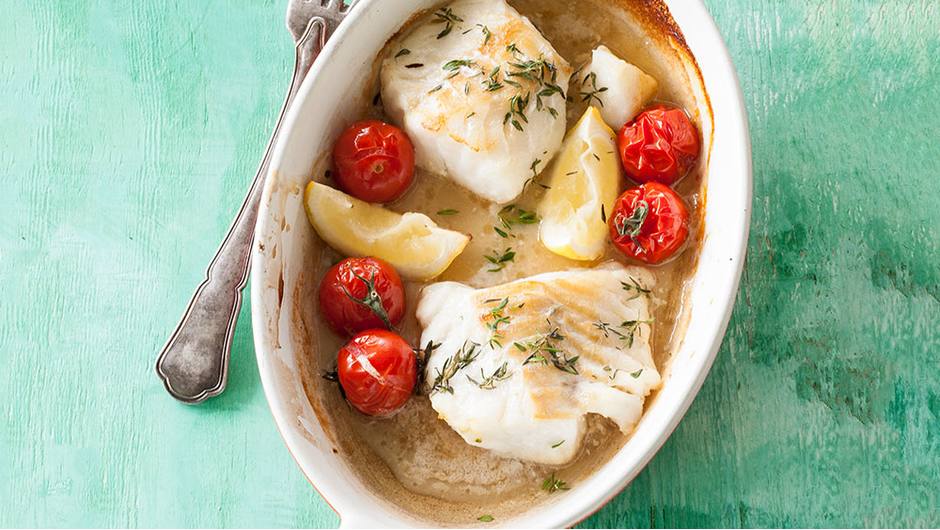 Pan-Roasted Cod with Blistered Tomatoes, Lemon, and Thyme | Stop and Shop