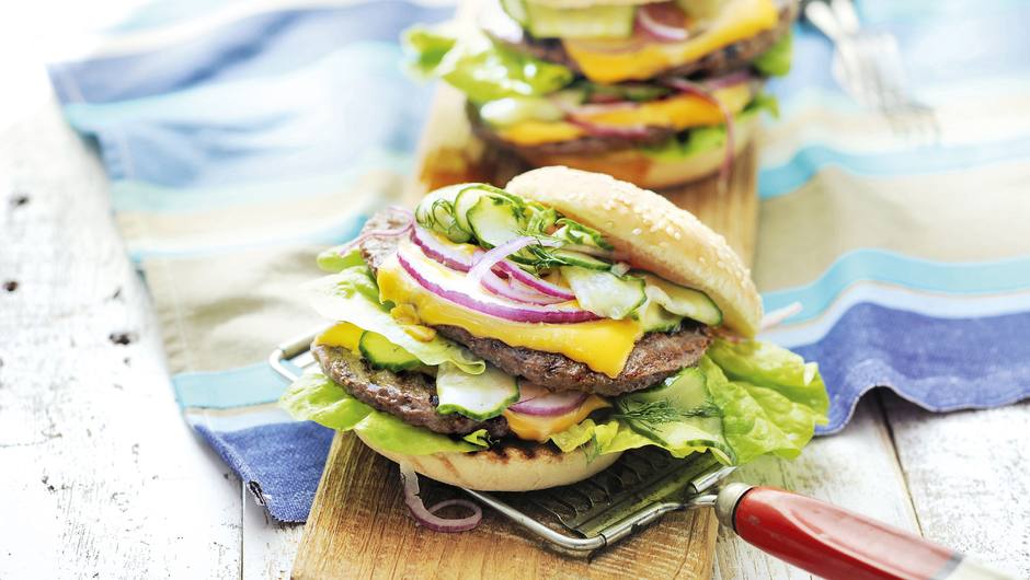 DoubleDecker Cheeseburgers with Quick Pickles Giant Food