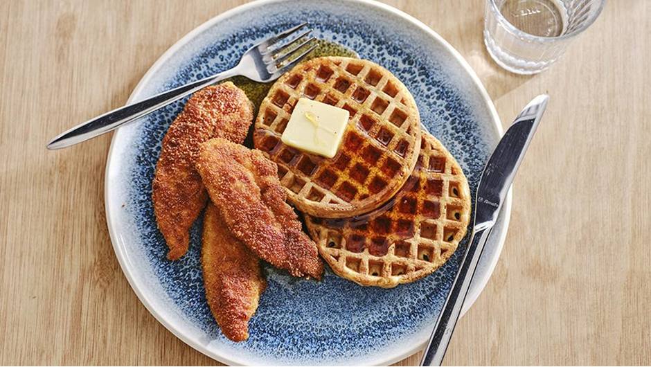 Sheet Pan Chicken and Waffles with Spicy Maple Syrup Stop and Shop