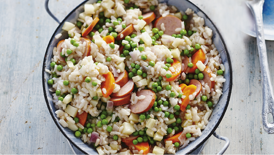 Risotto with Peas, Carrots, Celery Root and Sausage Giant Food