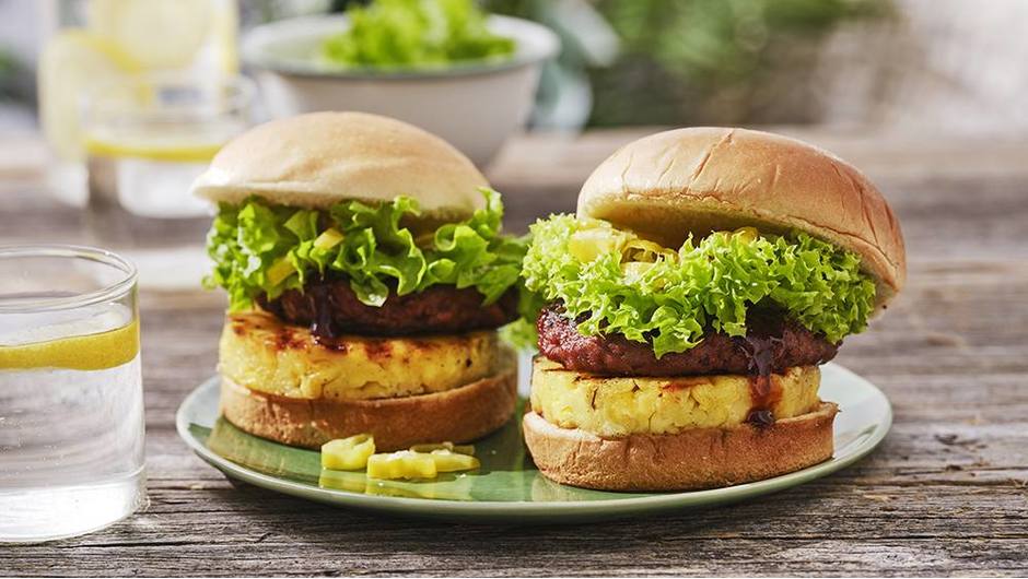 Grilled Plant-Based Burger with Pineapple