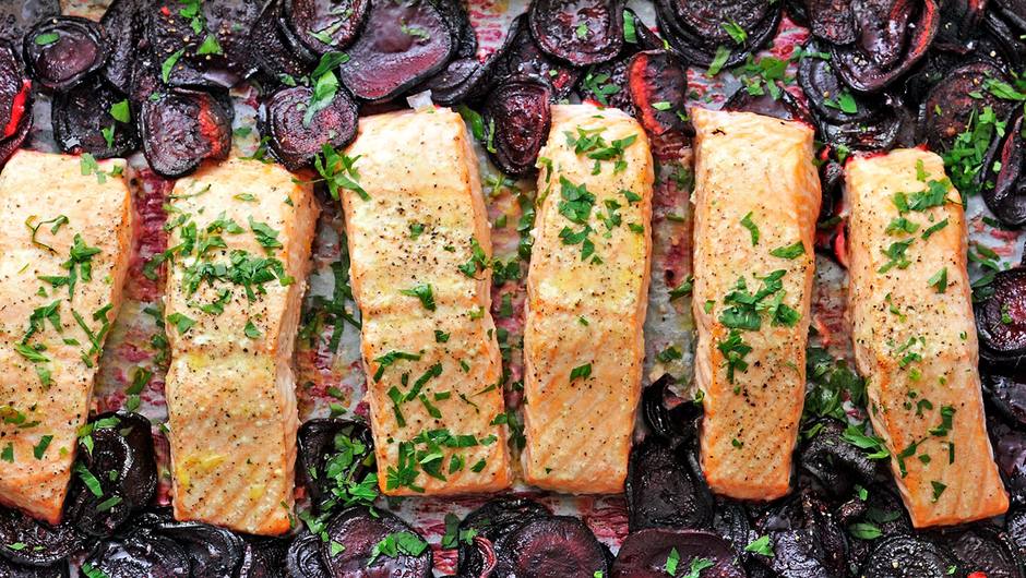 Cook Once, Eat Twice Slowroasted salmon over beets Stop and Shop