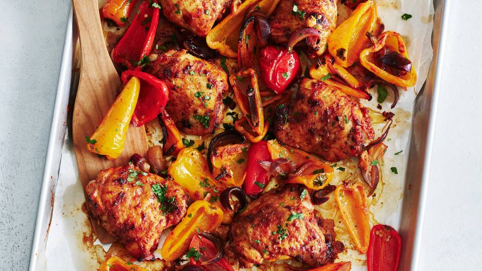 Sheet-Pan Chicken Thighs with Sweet Peppers | Giant Food