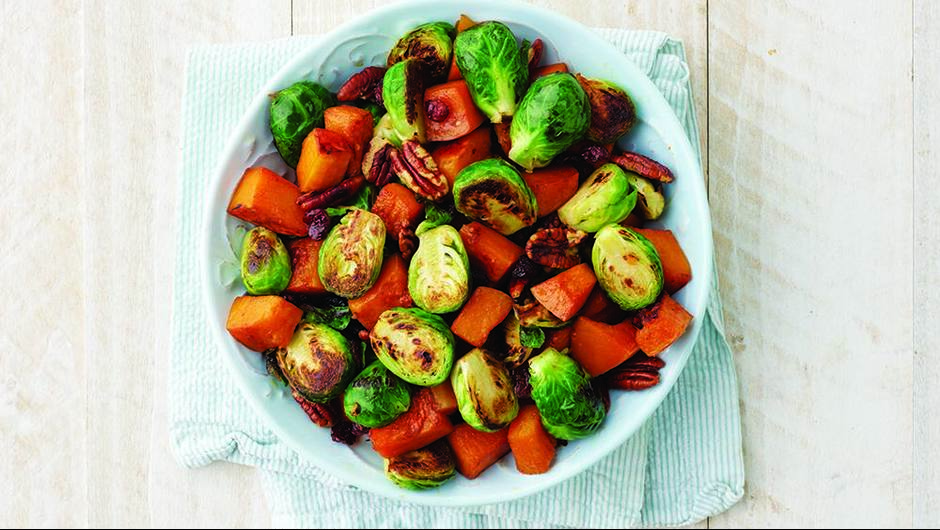Roasted Brussels Sprouts and Butternut Squash with Pecans-image
