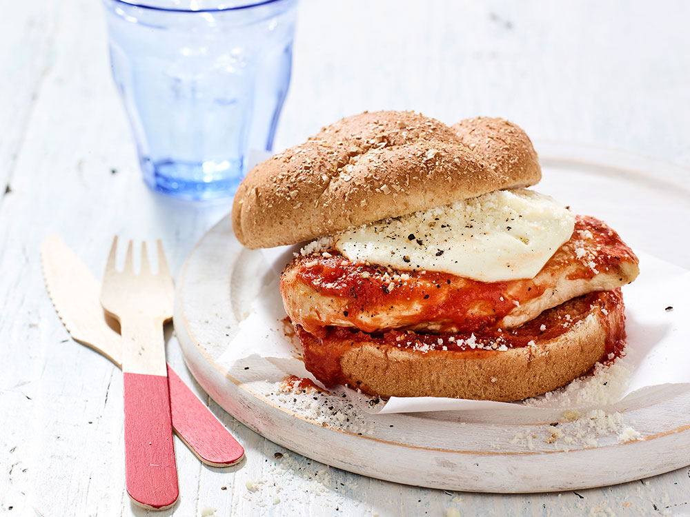 Prego Grilled Chicken and Parmesan on a Farmhouse Bun Prego Grilled Chicken and Parmesan on a Farmhouse Bun