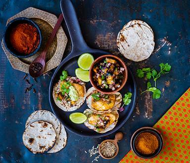 Quick Fish Tacos with Spicy Roasted Pineapple Salsa