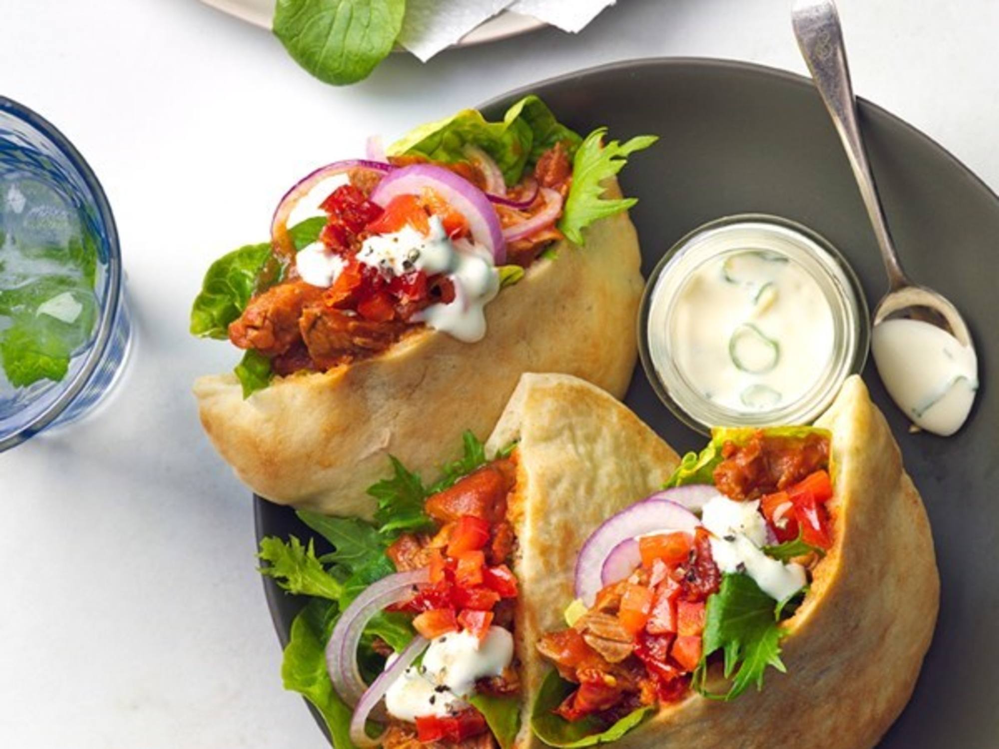 Slow Roasted Lamb Pita Pockets with Minted Mayonnaise Best Foods™ New