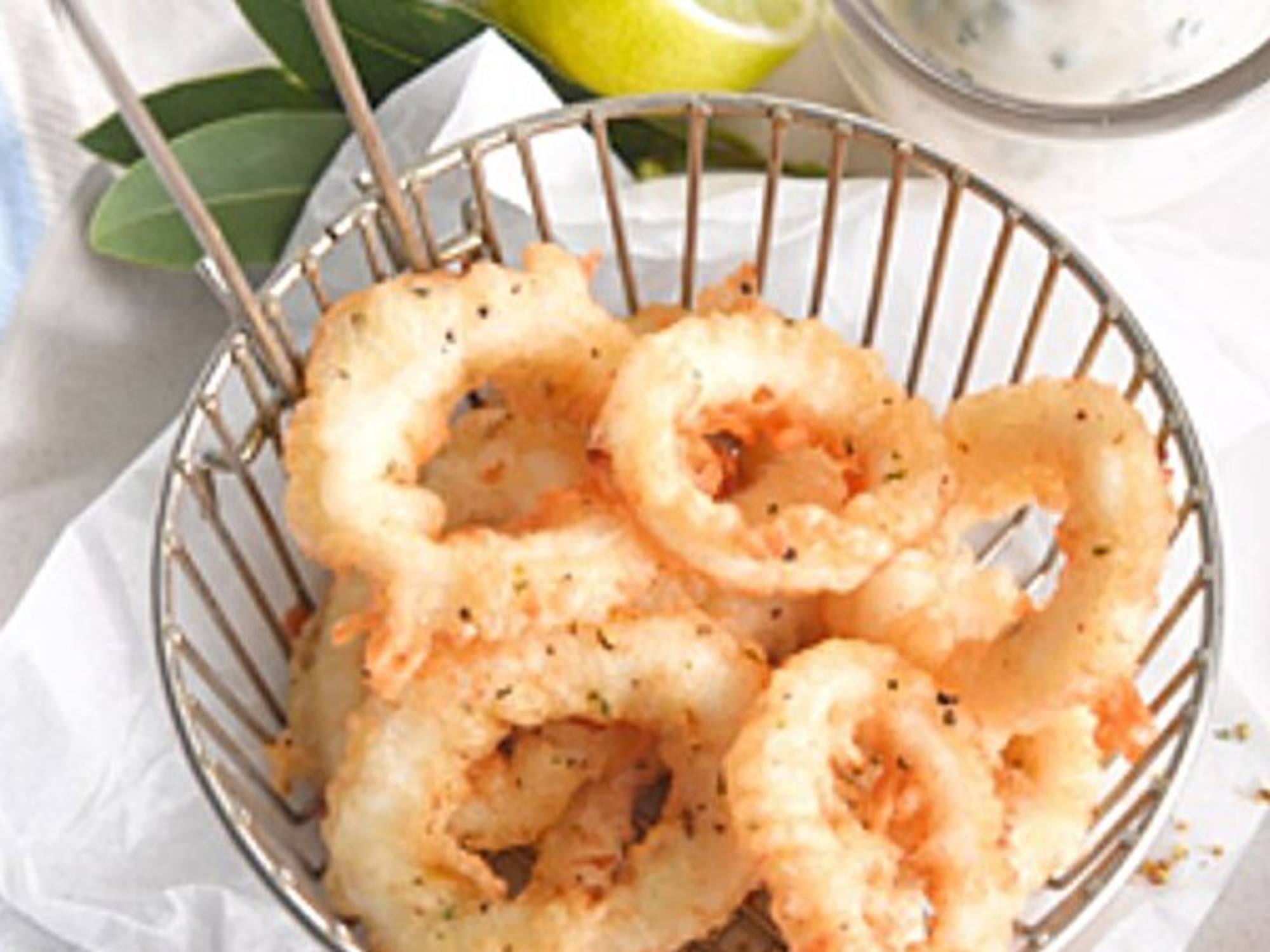 Best Crispy Lemon Pepper Squid with Lime and Dill Mayonnaise Dip Best