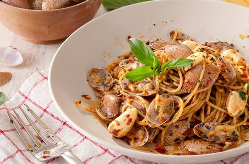 สปาเก็ตตี้หอยลายผัดน้ำพริกเผา