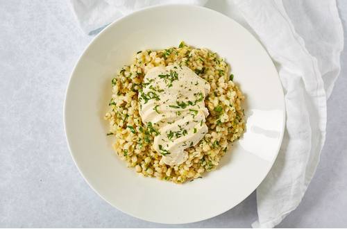 Chicken and pearl barley risotto