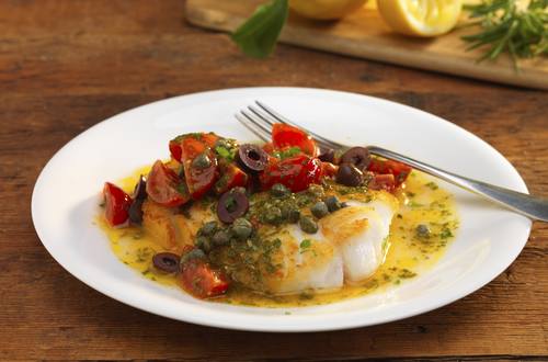 cod with rosemary and vine tomatoes vinaigrette