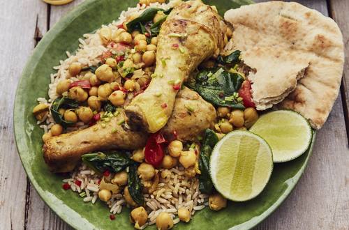 Indian-style chicken & chickpea casserole