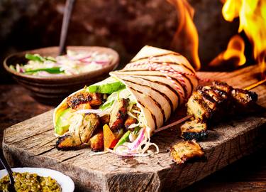 Jamaican jerk vegan Kipstuckjes wrap