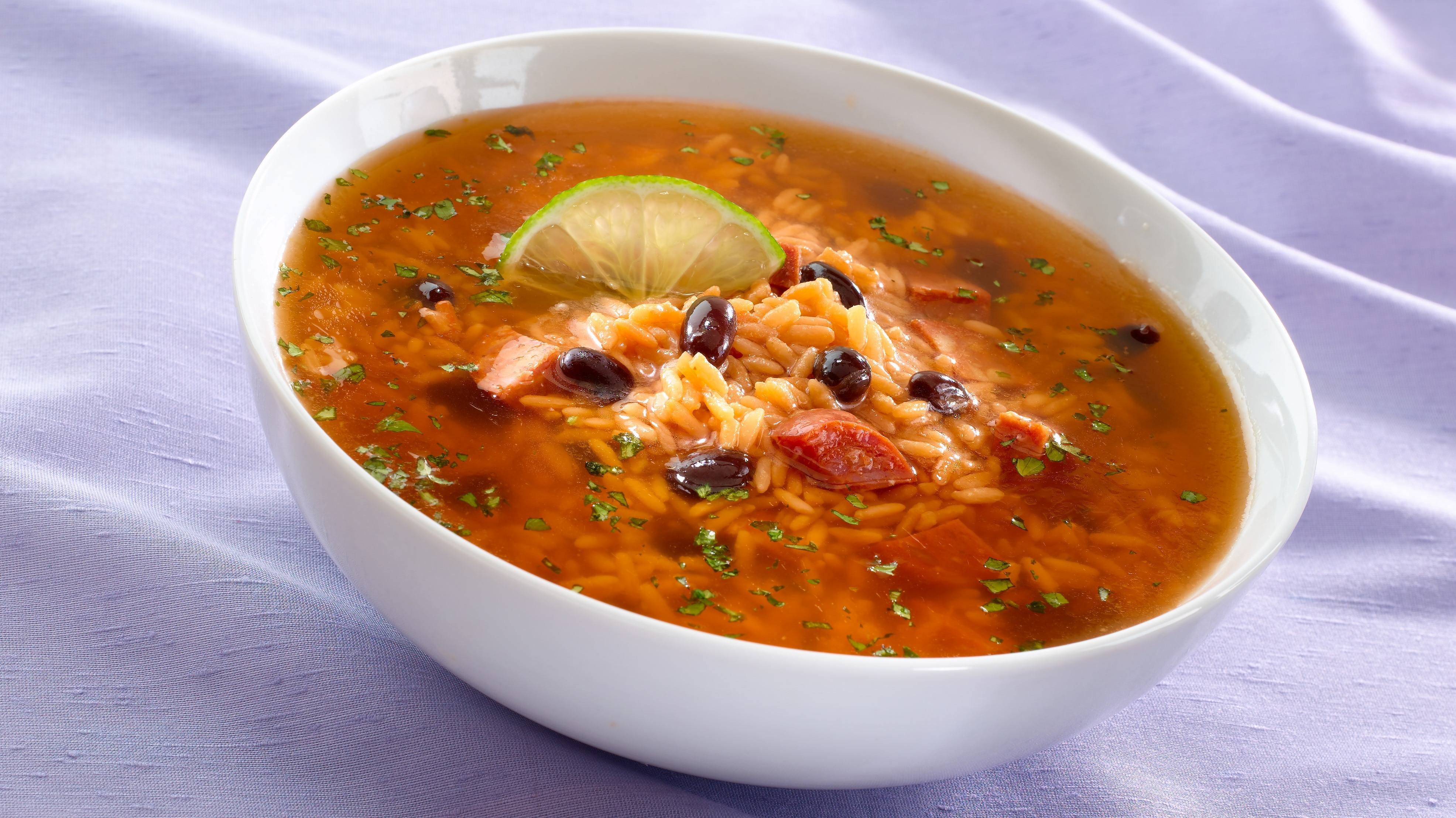 Rice & Black Bean Soup with Chorizo