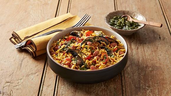 Arroz con chimichurri y portobello Arroz con chimichurri y portobello