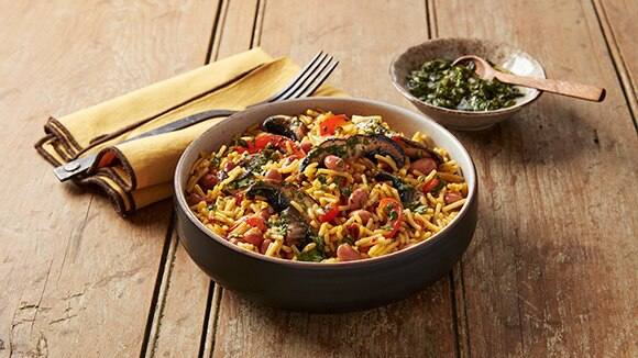 Arroz con chimichurri y portobello Arroz con chimichurri y portobello