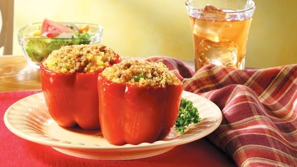 Cheesy Rice & Sausage Stuffed Peppers Cheesy Rice & Sausage Stuffed Peppers