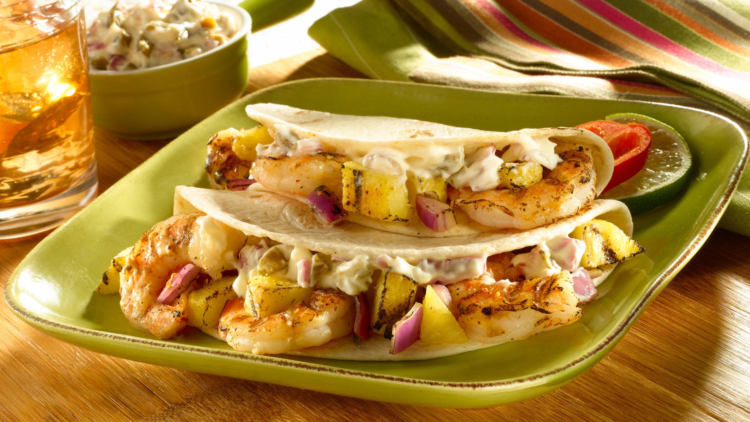 Shrimp Tacos with Jalapeno Tartar Sauce Shrimp Tacos with Jalapeno Tartar Sauce