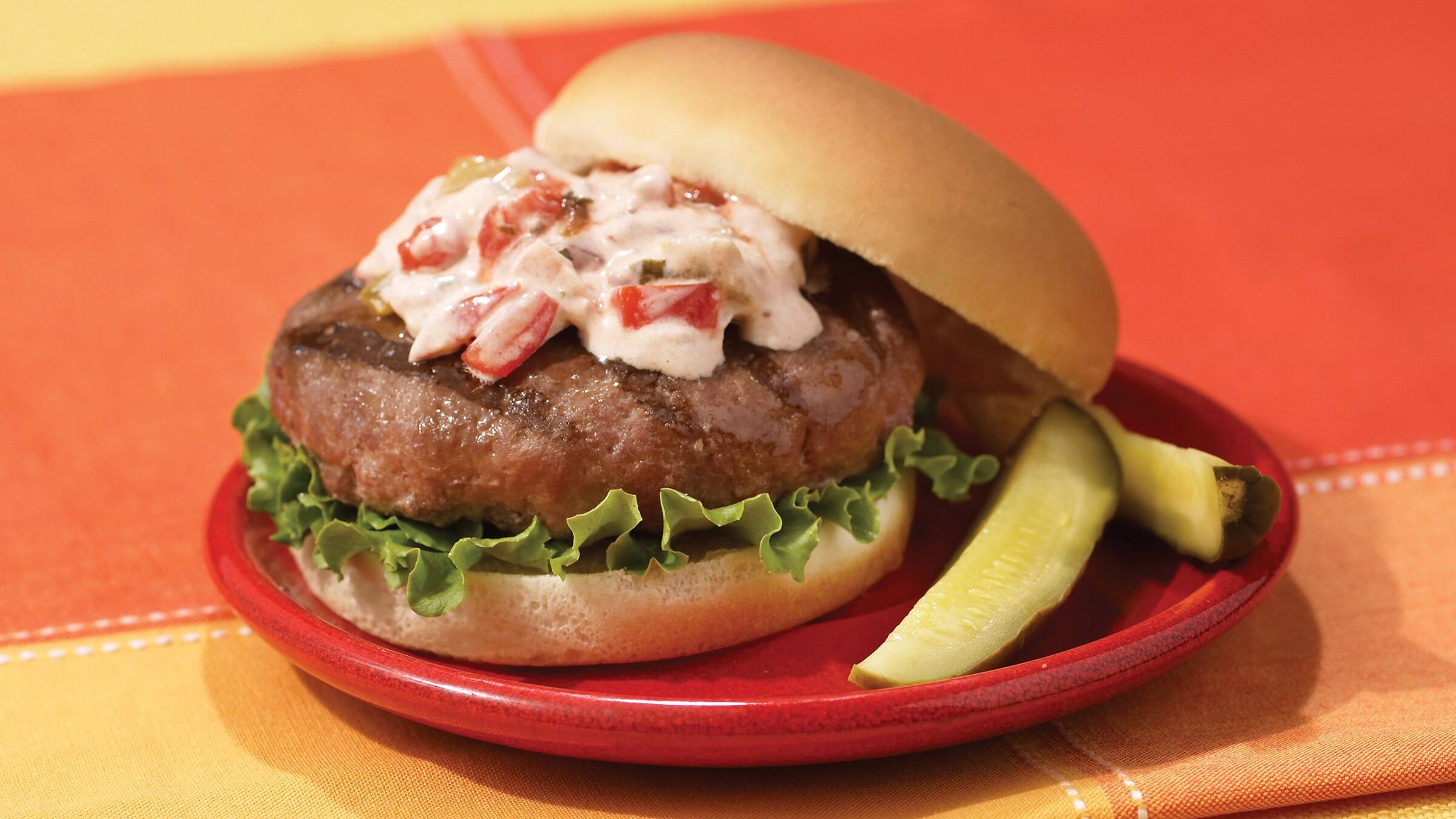 Lipton Onion Burgers with Creamy Salsa Lipton Onion Burgers with Creamy Salsa