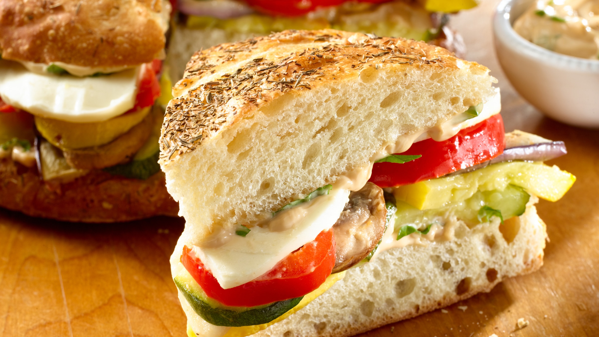 Balsamic Basil Roasted Vegetable Sandwiches