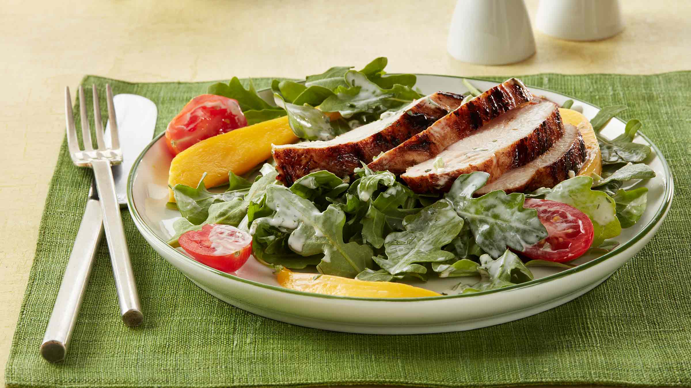 Grilled Chicken Salad with Avocado Lime Dressing