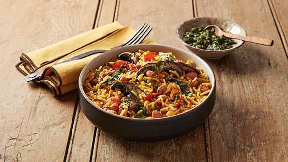 Arroz con chimichurri y portobello Arroz con chimichurri y portobello