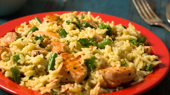 Scampi de salmón y arroz Scampi de salmón y arroz