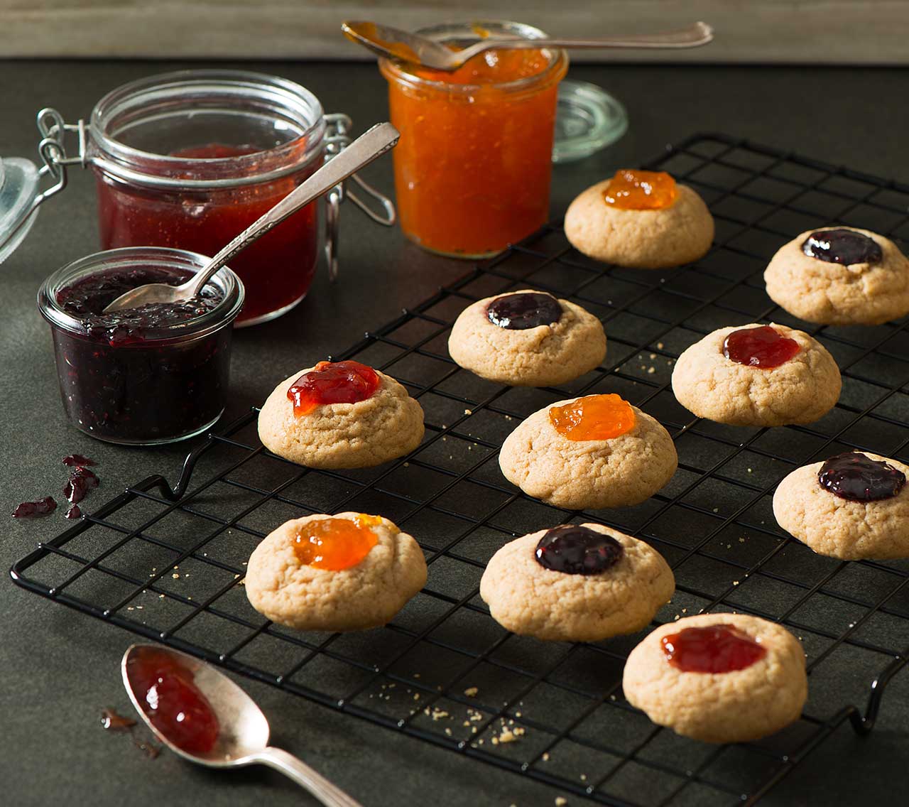 Raspberry Linzer Thumbprint Cookies-Becel Anything Goes Cookie Dough Raspberry Linzer Thumbprint Cookies-Becel Anything Goes Cookie Dough