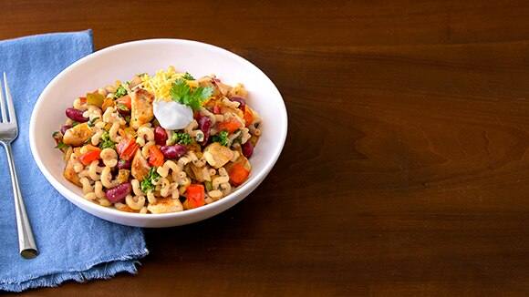 Macarrones con pollo y chile Macarrones con pollo y chile