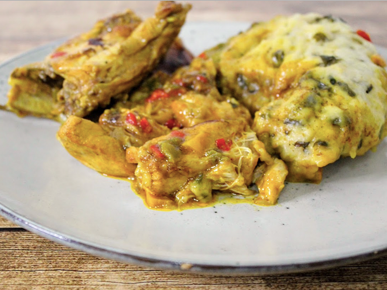 Chicken Stew With Spinach Dumplings