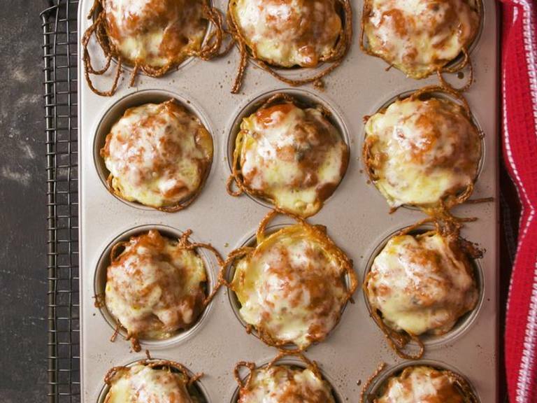 Saucy Meatballs in a Noodle Nest
